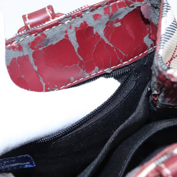 Burberry Nova Check Blue Label Hand Bag Nylon Beige Red - Picture 12 of 16